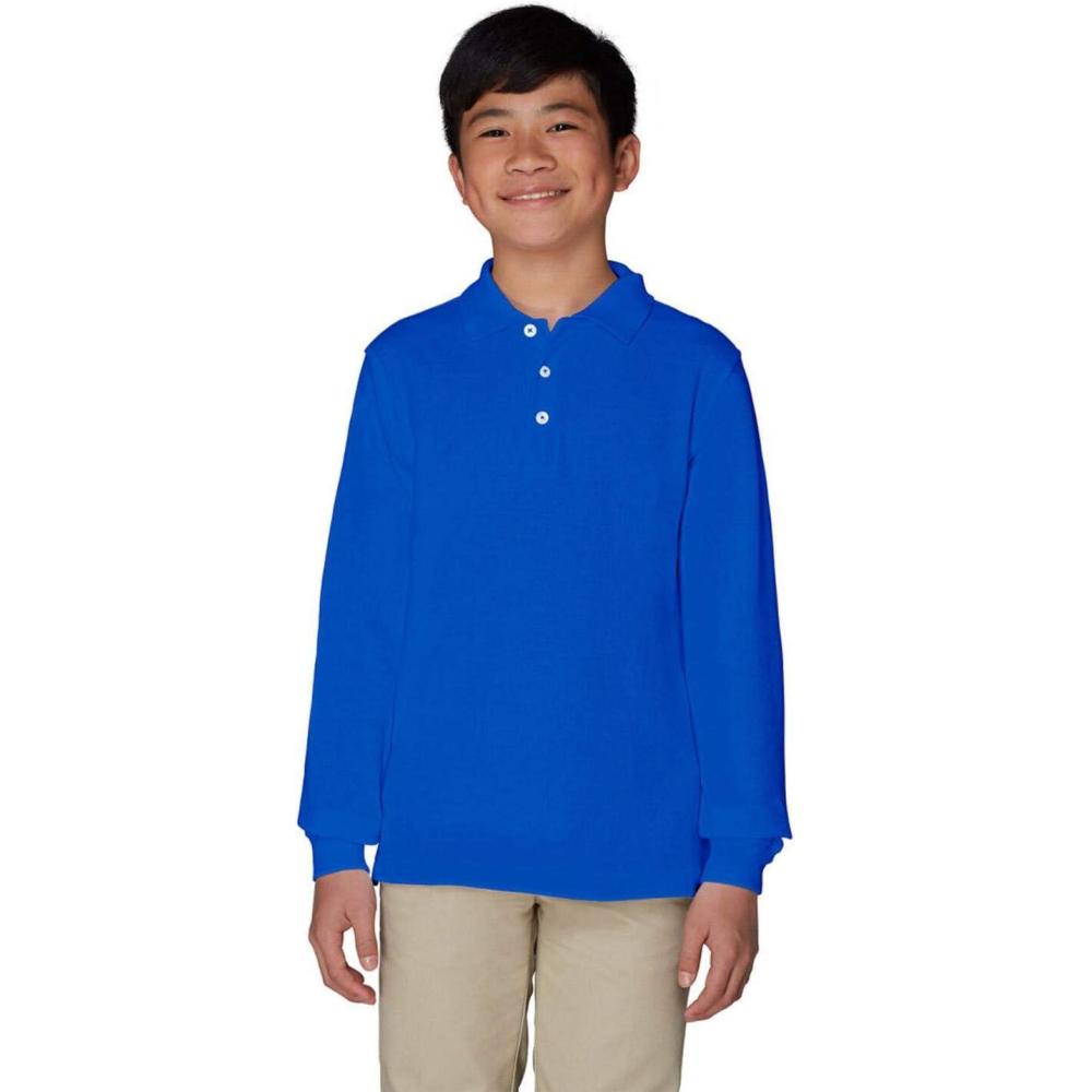 imageFrench Toast Boys Short Sleeve Pique Polo Shirt Standard amp Husky Black 10Royal Blue