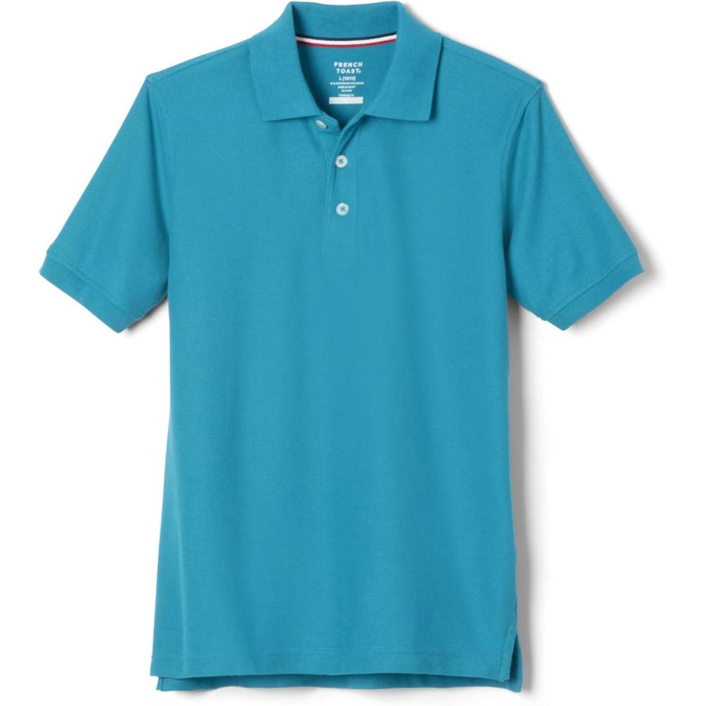 imageFrench Toast Boys Short Sleeve Pique Polo Shirt Standard amp Husky Black 10Teal