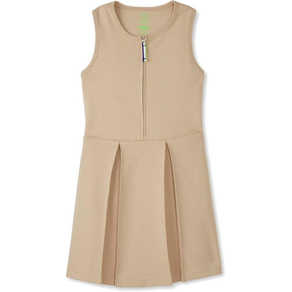 imageFrench Toast Girls Adaptive Zip Front Stretch Ponte JumperKhaki