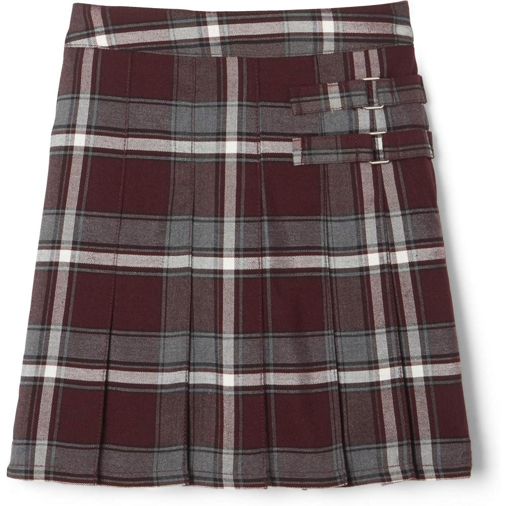 imageFrench Toast Girls Adjustable Waist Plaid 2Tab ScooterBurgundy Plaid