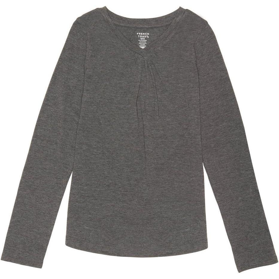imageFrench Toast Girls Long Sleeve VNeck TeeCharcoal Heather Gray Single Dye