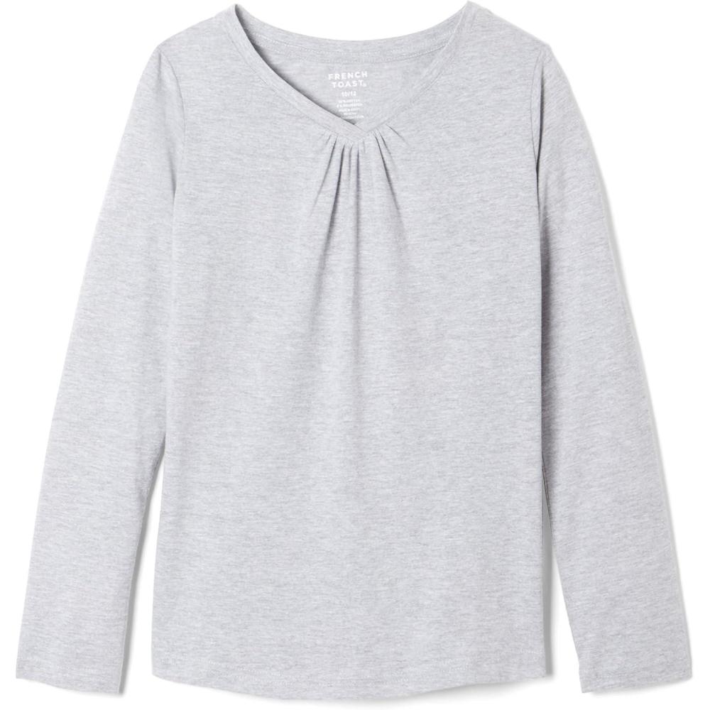 imageFrench Toast Girls Long Sleeve VNeck TeeHeather Gray