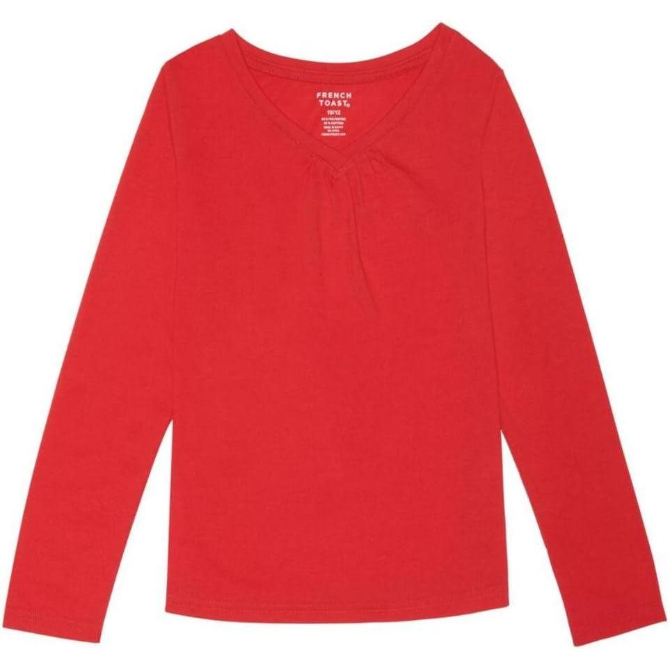 imageFrench Toast Girls Long Sleeve VNeck TeeRed