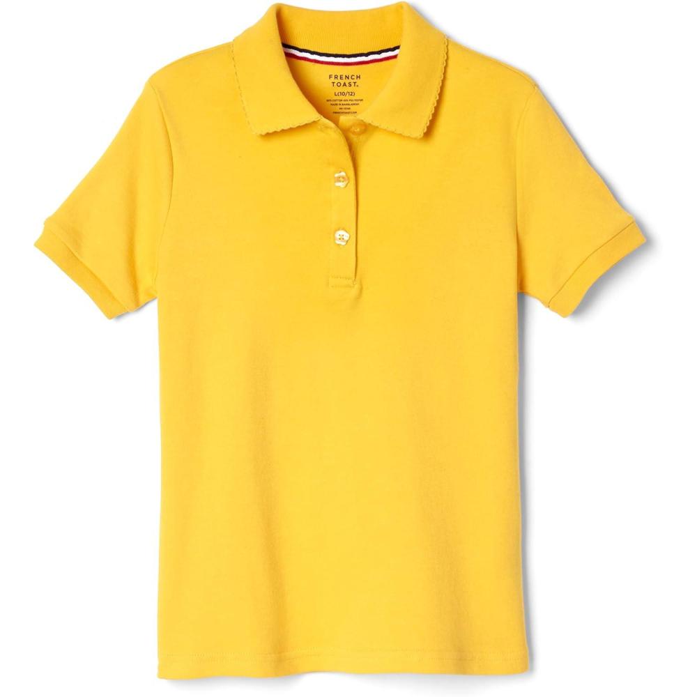 imageFrench Toast Girls Picot Collar Polo Short Sleeve Shirt Kids Standard amp Plus Size Gold 1012