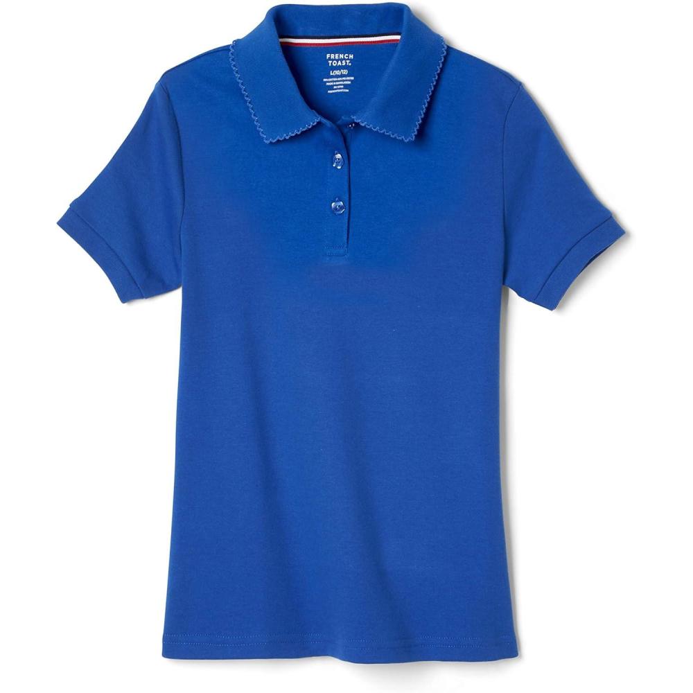imageFrench Toast Girls Picot Collar Polo Short Sleeve Shirt Kids Standard amp Plus Size Royal 6X