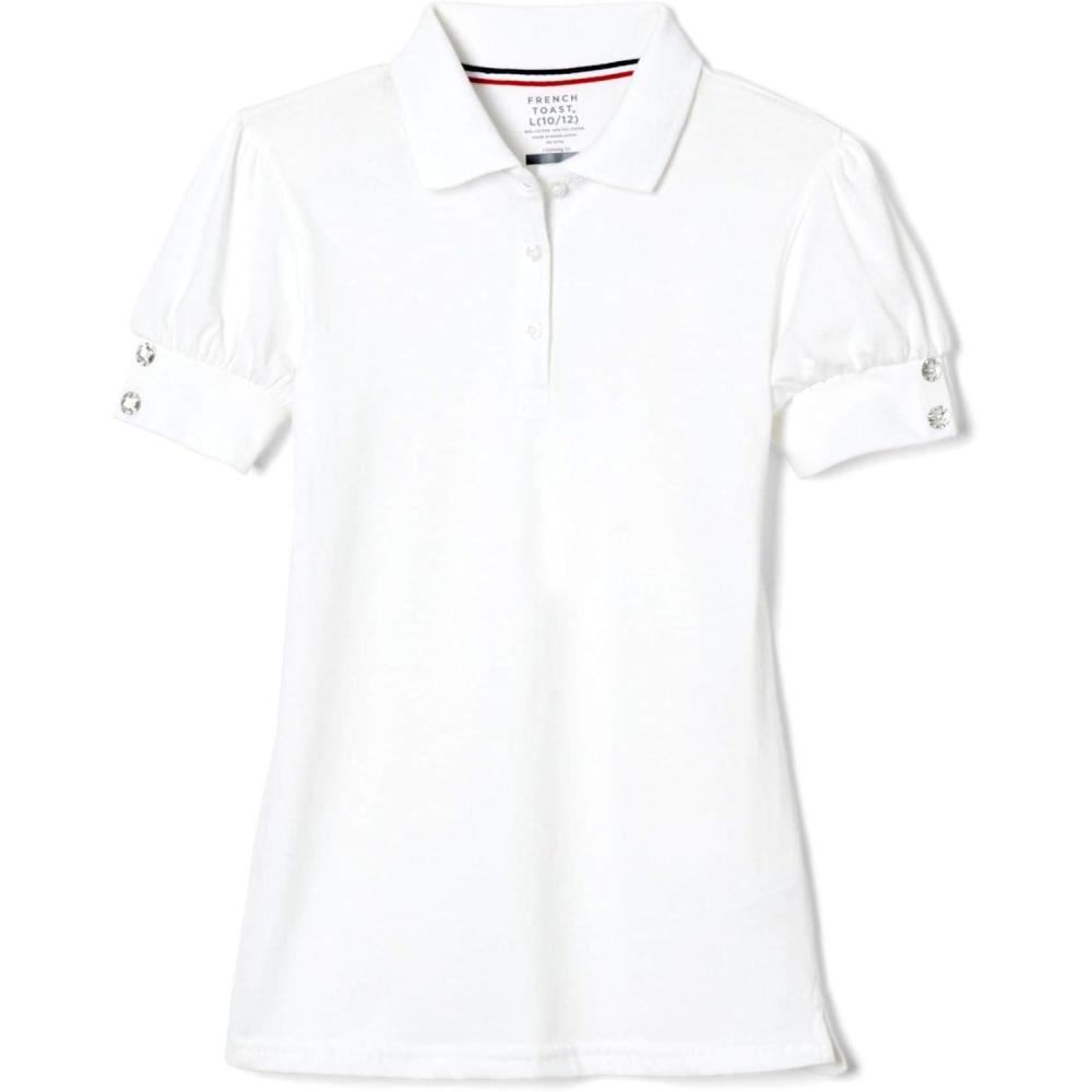 imageFrench Toast Girls Puff Sleeve Double Button PoloWhite