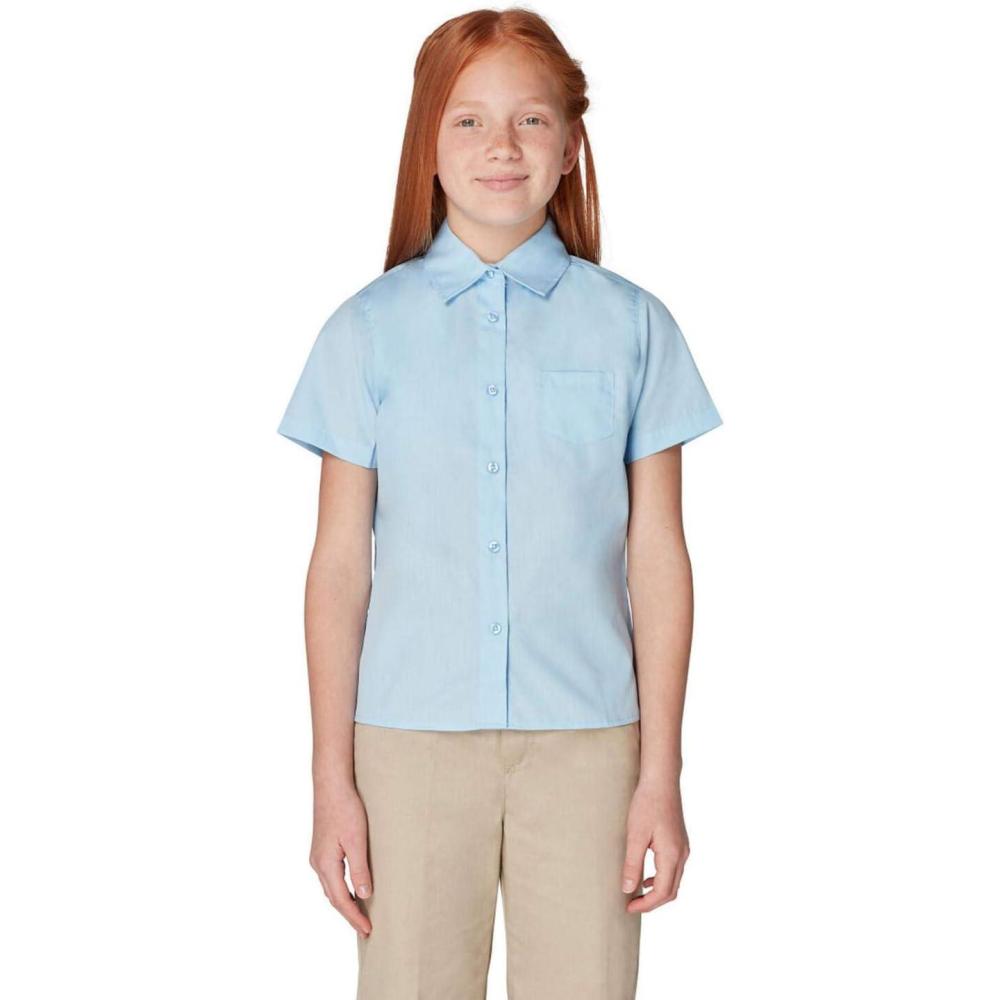 imageFrench Toast Girls Short Sleeve Blouse with PocketLight Blue