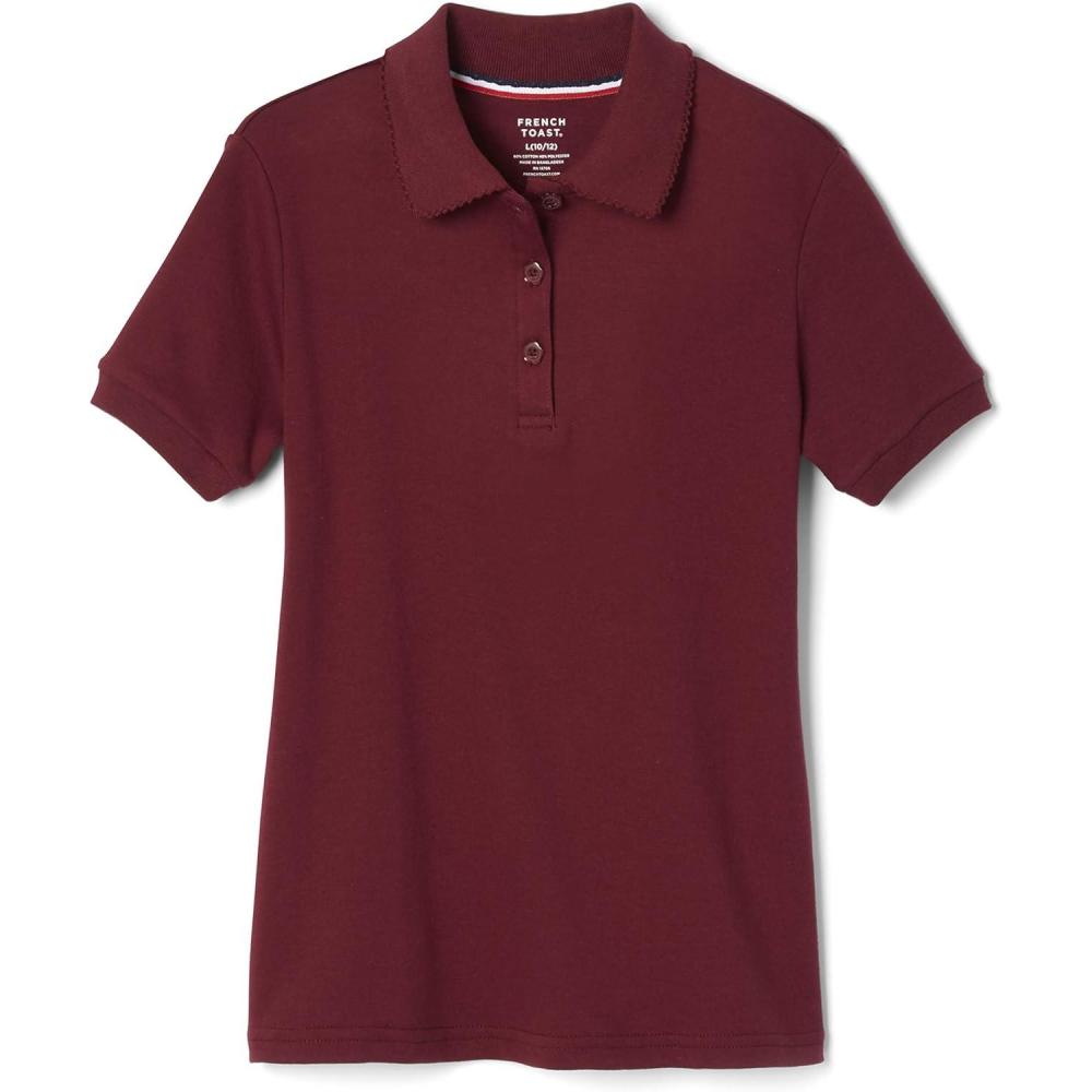 imageFrench Toast Girls Short Sleeve Picot Collar Polo School Uniform Shirt Standard and PlusBurgundy