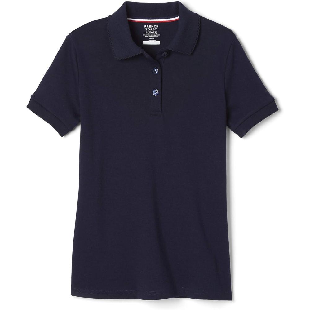 imageFrench Toast Girls Short Sleeve Picot Collar Polo School Uniform Shirt Standard and PlusNavy