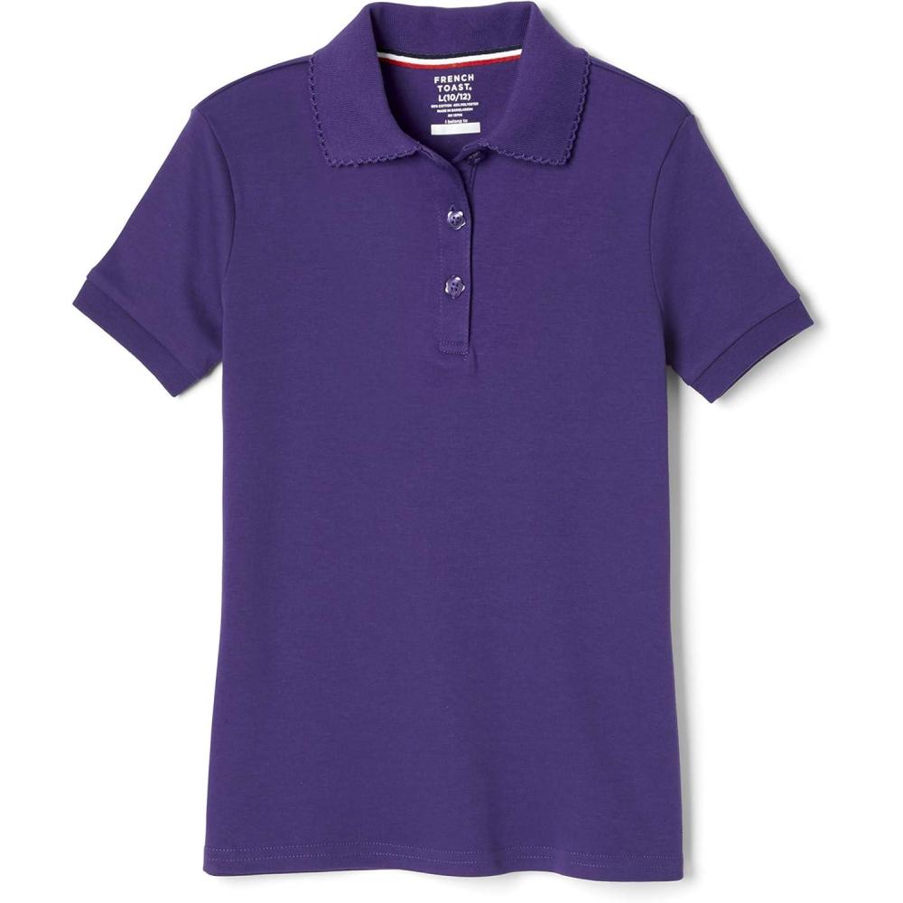 imageFrench Toast Girls Short Sleeve Picot Collar Polo School Uniform Shirt Standard and PlusPurple
