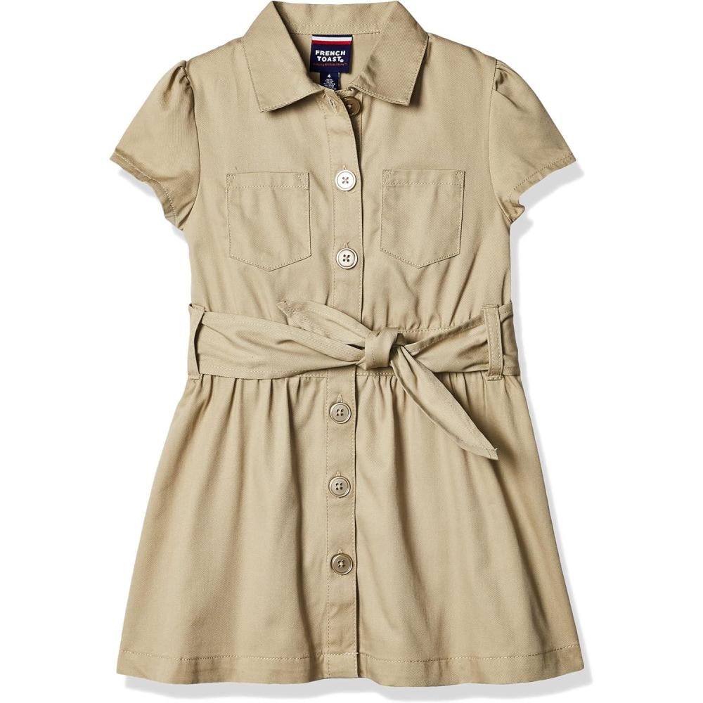 imageFrench Toast Girls Short Sleeve Safari DressKhaki Beige