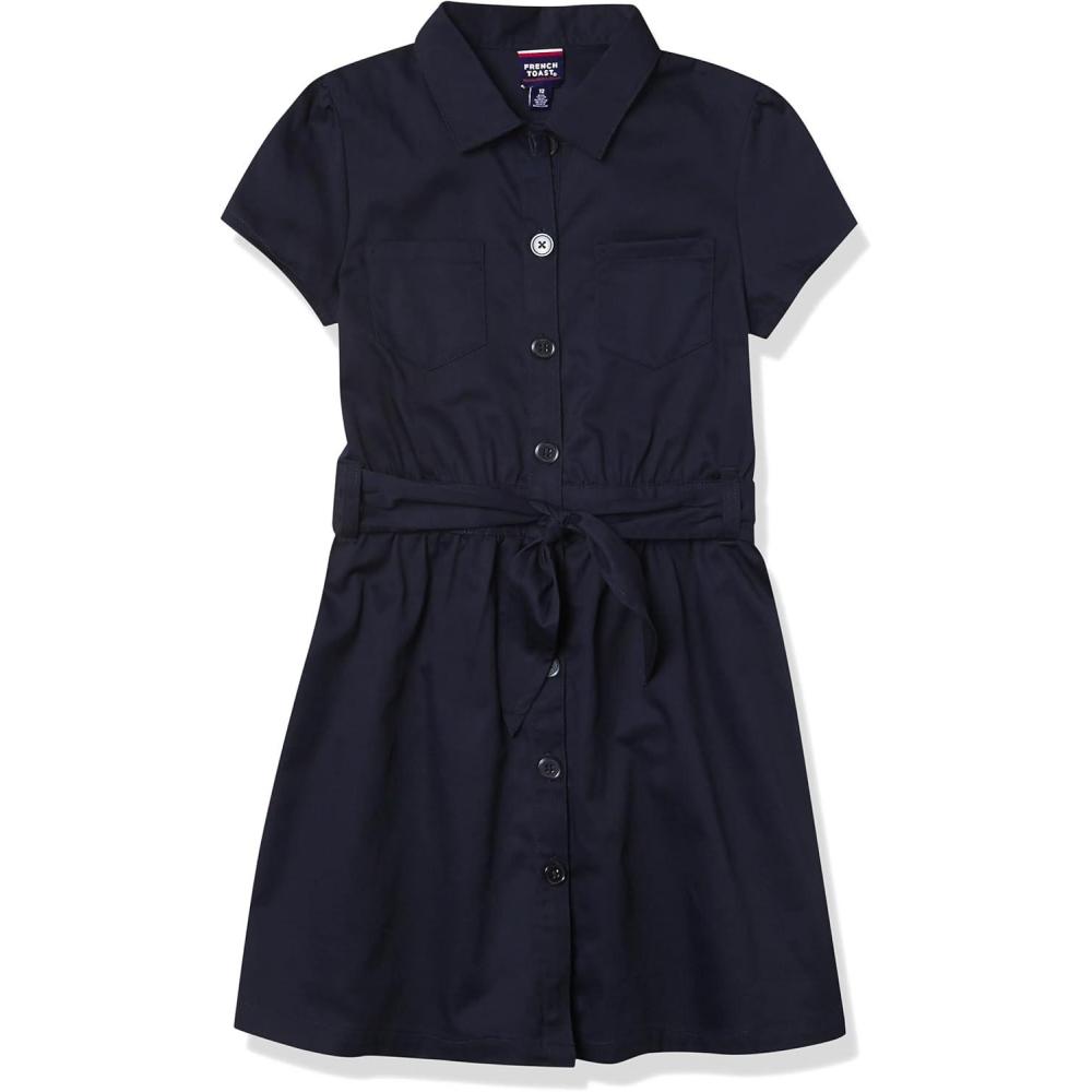 imageFrench Toast Girls Short Sleeve Safari DressNavy Blue