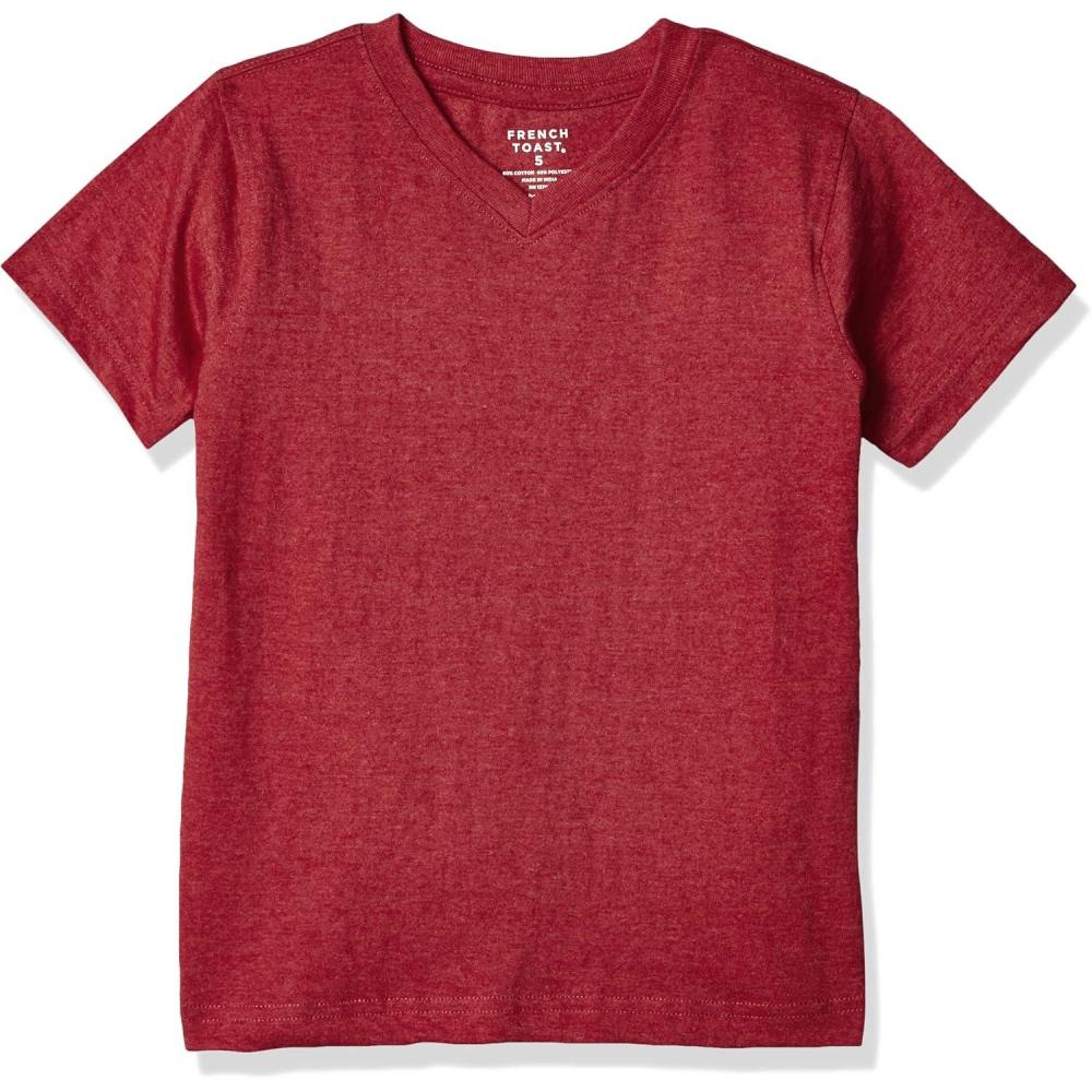 imageFrench Toast Mens Short Sleeve VNeck TeeTrue Crimson Heather