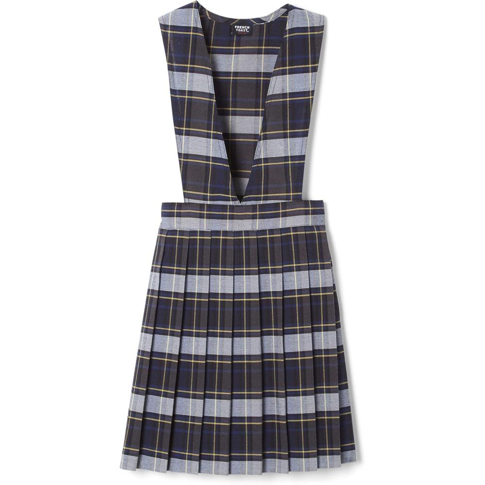 imageFrench Toast girls Vneck JumperBlue  Gold Plaid