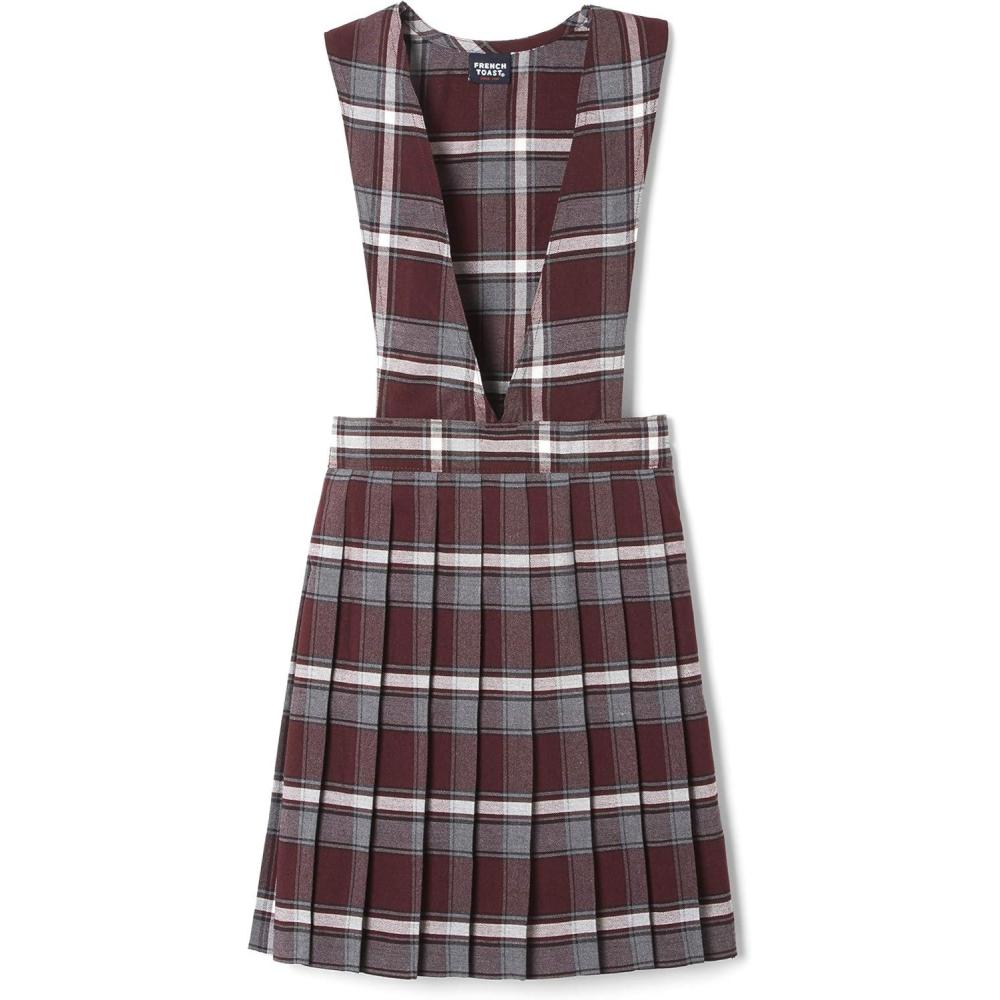 imageFrench Toast girls Vneck JumperBurgundy Plaid