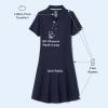 French Toast Girls Adaptive Short Sleeve Polo Dress with Hidden Hook and Loop Placket Closure(Navy)