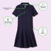 French Toast Girls Adaptive Short Sleeve Polo Dress with Hidden Hook and Loop Placket Closure(Navy (New))