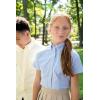 French Toast Girls’ Fitted Short Sleeve Wrinkle-Resistant Blouse(Light Blue)