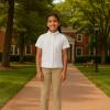 French Toast Girls’ Fitted Short Sleeve Wrinkle-Resistant Blouse(White)