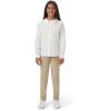 French Toast Girls Long Sleeve Woven Shirt with Peter Pan Collar (Standard & Plus)(White)