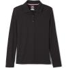 French Toast Girls’ Picot Collar Polo Shirt with Long Sleeves (Kids Standard & Plus Size)(Black/Black)