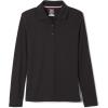 French Toast Girls’ Picot Collar Polo Shirt with Long Sleeves (Kids Standard & Plus Size)(Black/Black)