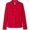 French Toast Girls’ Picot Collar Polo Shirt with Long Sleeves (Kids Standard & Plus Size)(Red)