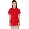 French Toast Girls Puff Sleeve Double Button Polo(Red)