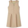 French Toast Girls’ Adaptive Zip Front Stretch Ponte Jumper(Khaki)