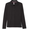 French Toast Girls’ Picot Collar Polo Shirt with Long Sleeves (Kids Standard & Plus Size)(Black/Black)