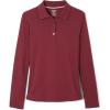 French Toast Girls’ Picot Collar Polo Shirt with Long Sleeves (Kids Standard & Plus Size)(Burgundy)