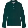 French Toast Girls’ Picot Collar Polo Shirt with Long Sleeves (Kids Standard & Plus Size)(Hunter)