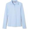 French Toast Girls’ Picot Collar Polo Shirt with Long Sleeves (Kids Standard & Plus Size)(Light Blue)