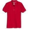 French Toast Girls’ Picot Collar Polo Short Sleeve Shirt (Kids Standard & Plus Size), Red, 10-12