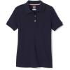 French Toast Little Girls Short Sleeve Picot Collar Interlock Polo, Navy, Small/6/6x