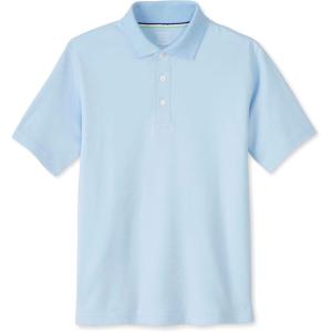 French Toast Adaptive Short Sleeve Polo Shirt | Hook and Loop Placket | Flat Seams(Light Blue (New))