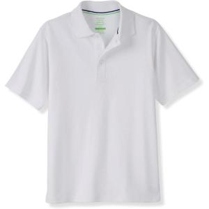 French Toast Adaptive Short Sleeve Polo Shirt | Hook and Loop Placket | Flat Seams(White (New))