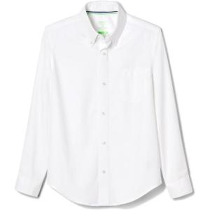 French Toast Boys Adaptive Long Sleeve Oxford Shirt with Hidden Hook and Loop Placket and Cuffs(White)