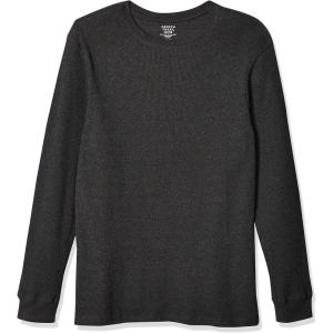 French Toast Boys Long Sleeve Thermal Waffle Tee T-Shirt White(Charcoal Heather (F17))