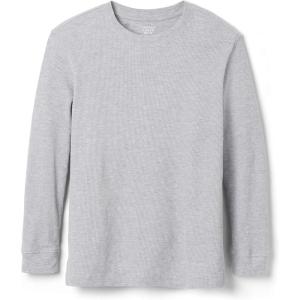 French Toast Boys Long Sleeve Thermal Waffle Tee T-Shirt White(Heather Gray)