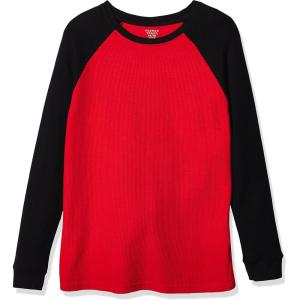 French Toast Boys Long Sleeve Thermal Waffle Tee T-Shirt White(Red Raglan)