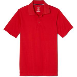 French Toast Boys’ Short Sleeve Moisture Wicking Stretch Sport Polo Shirt (Kids Standard & Husky Sizes)(Red)