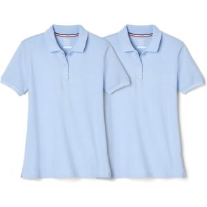 French Toast Girls 2 Pack Short Sleeve Stretch Piqué Polo(Light Blue)