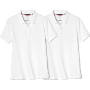 French Toast Girls 2 Pack Short Sleeve Stretch Piqué Polo(White)