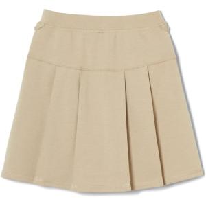 French Toast Girls Adaptive Pleated Ponte Scooter Skirt with Pull-Up Lift Loops(Khaki)