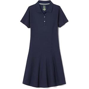 French Toast Girls Adaptive Short Sleeve Polo Dress with Hidden Hook and Loop Placket Closure(Navy)
