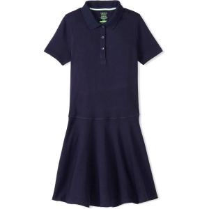 French Toast Girls Adaptive Short Sleeve Polo Dress with Hidden Hook and Loop Placket Closure(Navy (New))