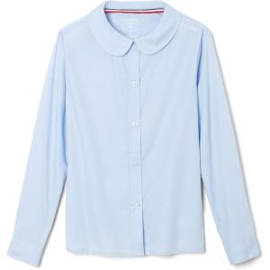 French Toast Girls Long Sleeve Woven Shirt with Peter Pan Collar (Standard & Plus)(Light Blue)