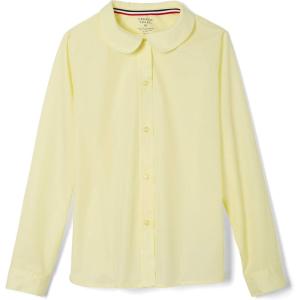 French Toast Girls Long Sleeve Woven Shirt with Peter Pan Collar (Standard & Plus)(Yellow)