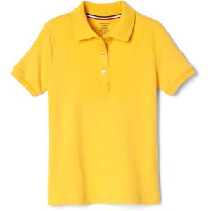 French Toast Girls’ Picot Collar Polo Short Sleeve Shirt (Kids Standard & Plus Size), Gold, 10-12